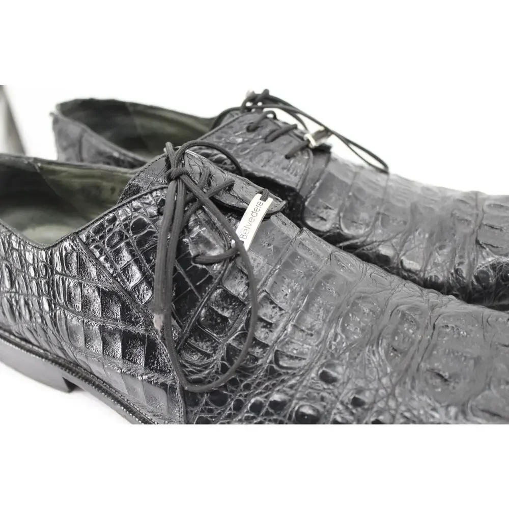 Belvedere Chapo Hornback Crocodile Oxfords size 10.5 Black *READ*